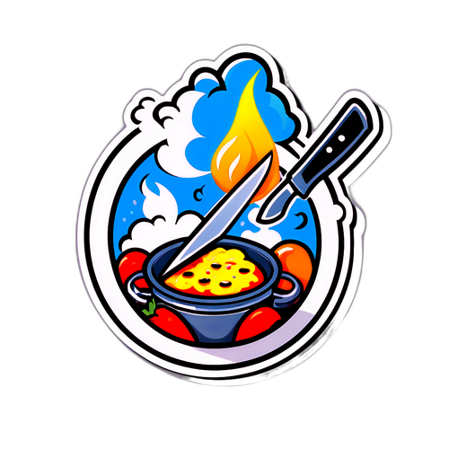 料理を楽しむ楽しいステッカー