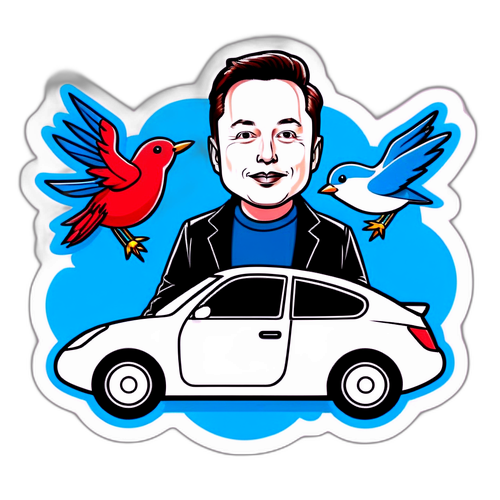 Wimselig klistermærke af Elon Musk