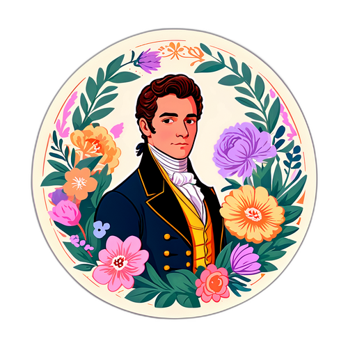 Vintage-inspirert klistremerke med Regency-aktige karakterer