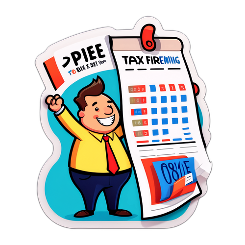 Masayang Sticker para sa Takdang Araw ng Paghahain ng Buwis