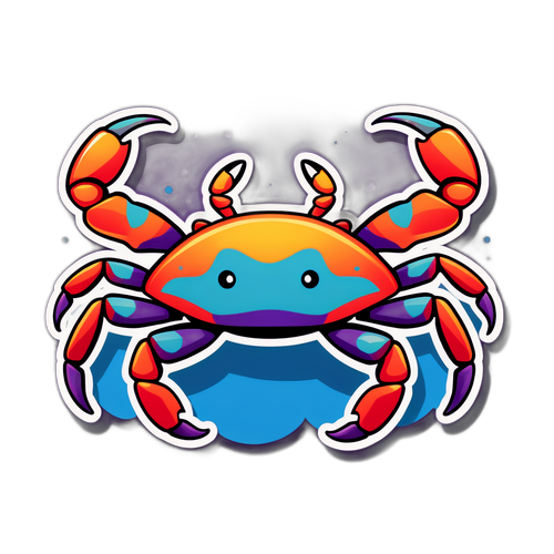 Stiker Kepiting Berwarna Cerah