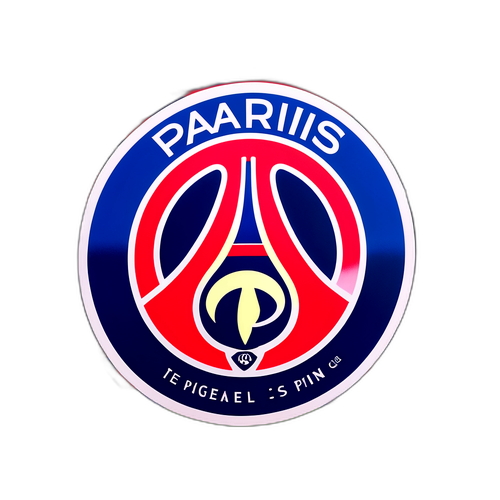 Autocolant cu logo-ul PSG în mijlocul unui stadion plin de fani entuziaști