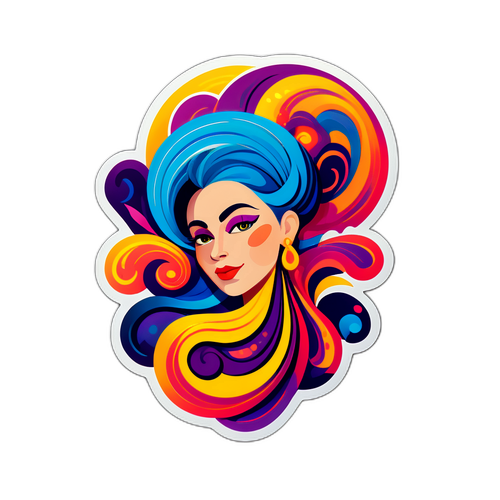 Stiker Abstract cu Culori Îndrăznețe