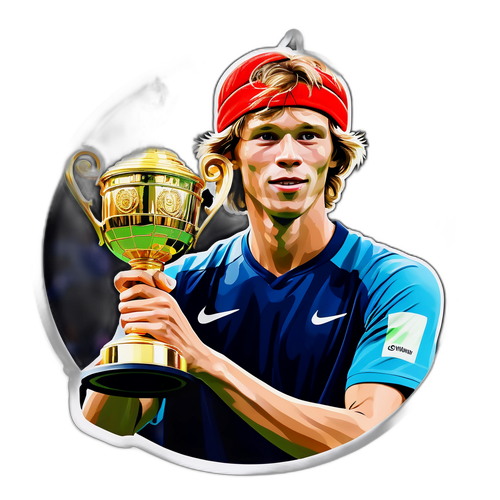 Luo tarra Rublev pitämässä voitokasta palkintoa korkealla