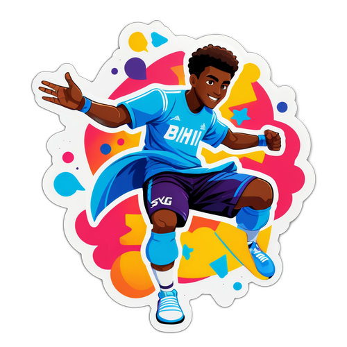 Stiker Lamine Yamal dalam Pose Aksi