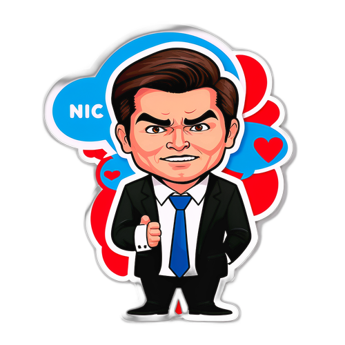 Autocollant caricatural de Nick Fuentes en débat