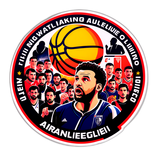 הוא צופה במשחק יורוליג חי בזירה