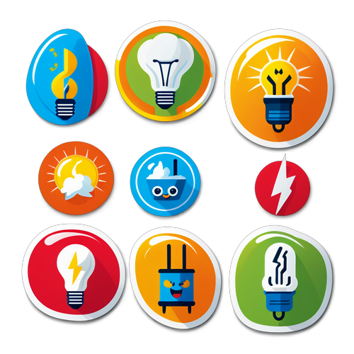 Elektrik Tasarrufu İpuçlarını Gösteren Cıvıl Cıvıl Sticker