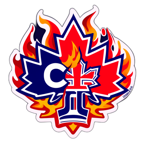 Intertwined Rivalry: Canadiens and Maple Leafs Logo Sticker