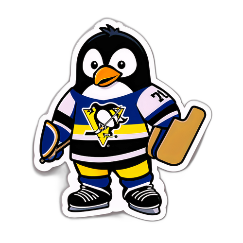 Theatrical Penguin Hockey Sticker