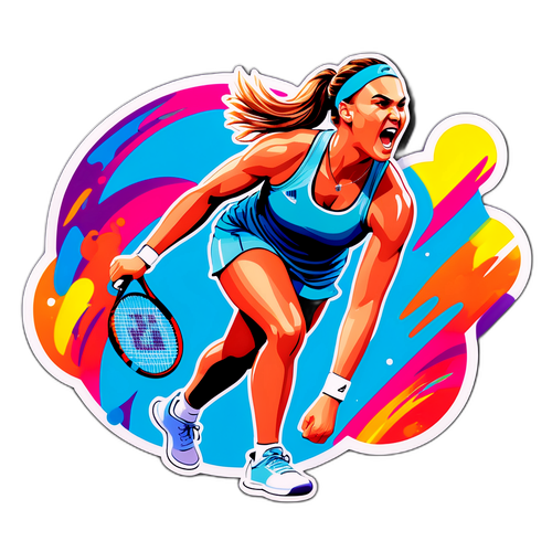 Stiker Aryna Sabalenka dalam Aksi di Lapangan Tenis