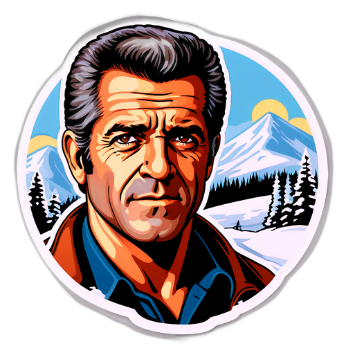 Retro Sticker van Mel Gibson in de Winter