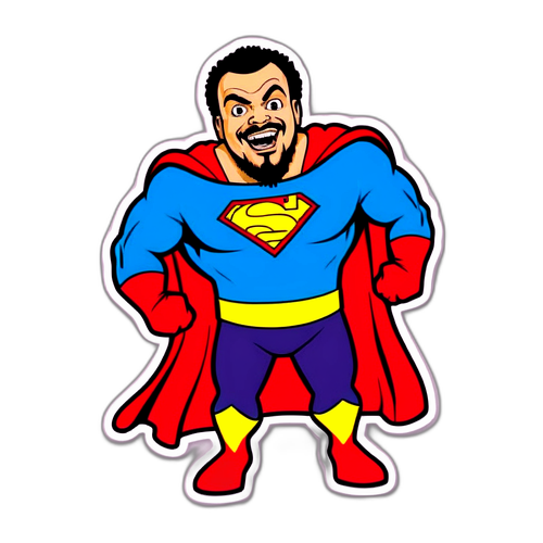 Humorous Sinbad Superhero Sticker