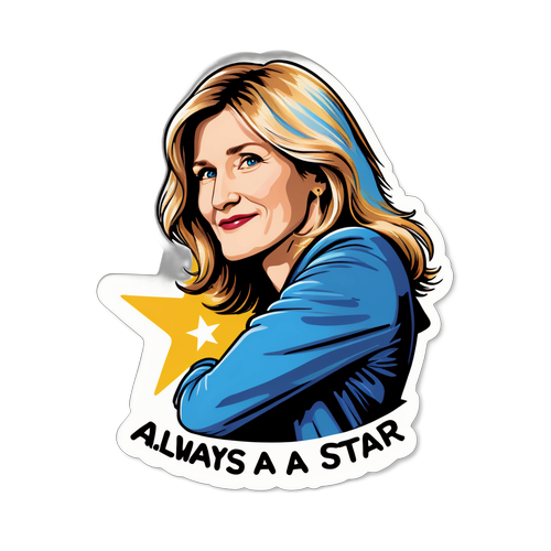 Sticker van Laura Dern als liefdevolle moederfiguur met de tekst 'Altijd een Ster'