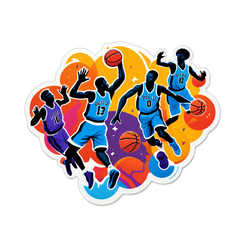 Masayang Sticker ng Labanan sa Basketbol