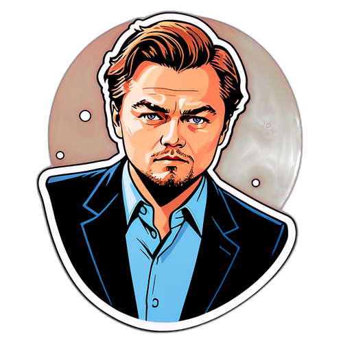 Autocollant inspiré par le style manga avec une interprétation de Leonardo DiCaprio