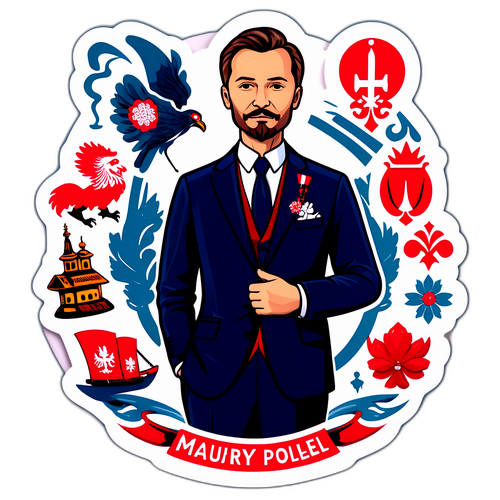 Elegancki Maurycy Popiel z Symbolami Polskiej Kultury