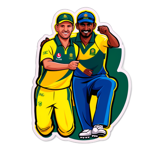 호주 팀과 스리랑카 팀의 매치를 주제로 한 스티커