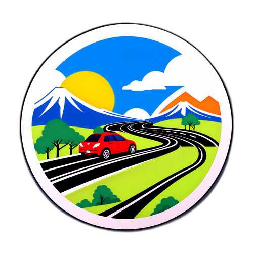 道路と景観を描いたデザイン