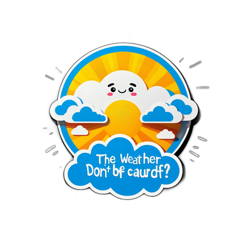 Sticker met een zon en wolk