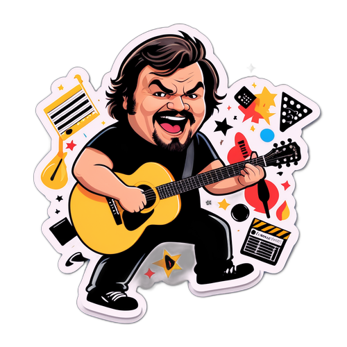 Zábavná nálepka Jacka Blacka v humorné póze