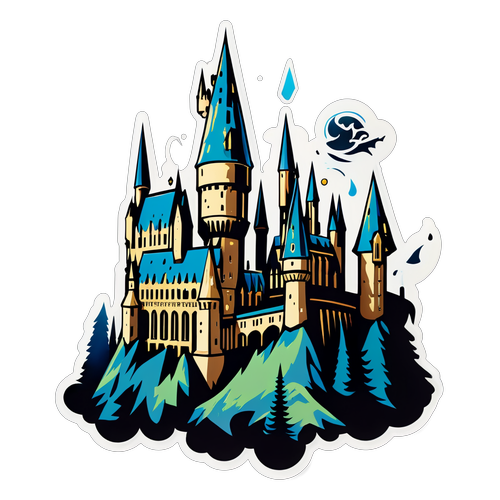 En konstnärlig representation av Hogwarts slott