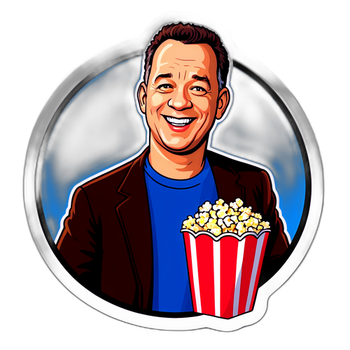 Autocollant de Tom Hanks avec un pop-corn