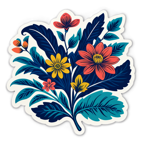 Fortryllende Vintage Botanisk Sticker: Oplev Tidens Elegance med Indviklede Blomster!