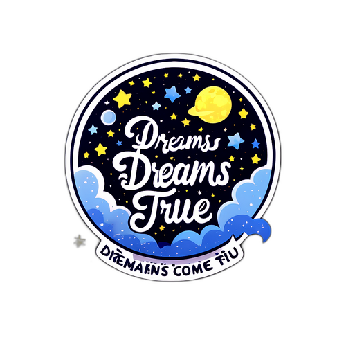 Sticker van een Sterrenhemel met de Tekst "Dromen Worden Waar"