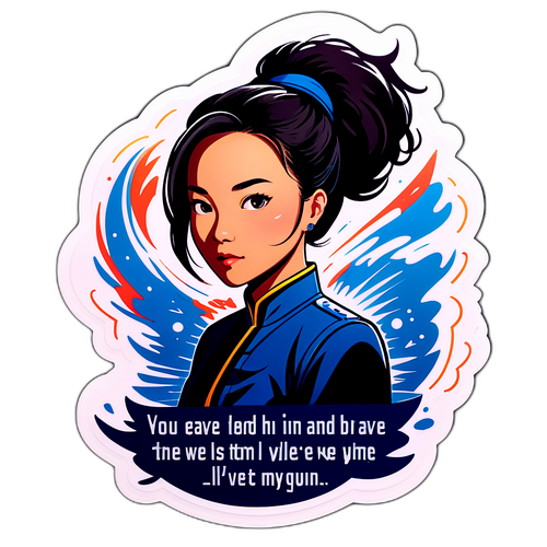 Sticker met silhouet van Eileen Gu en inspirerende quote