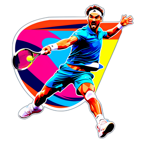 Adesivo di Fabio Fognini in azione