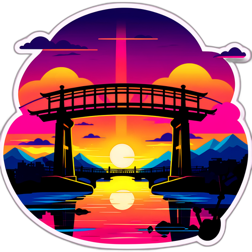 Ilustrasi Jambatan Hongqi di Waktu Senja