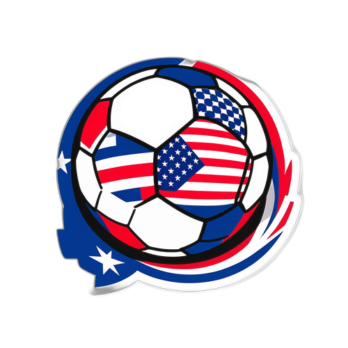 अमेरिका और पराग्वे के झंडों के साथ फुटबॉल स्टिकर