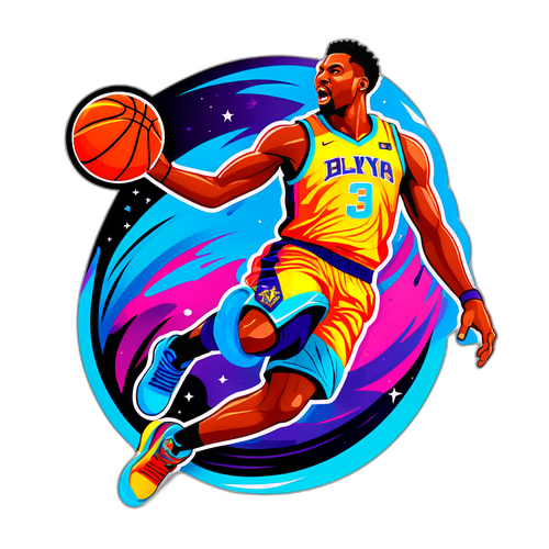 Isang Dinamikong Ilustrasyon ng Manlalaro ng Basketbol