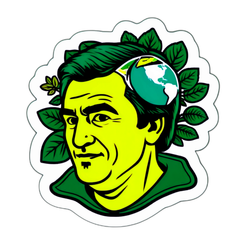 Autocolant cu Andrei Gusa pe fundal verde