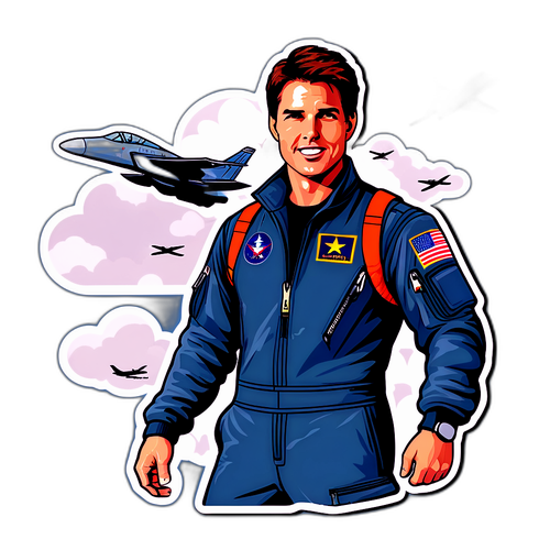 Samolepka Toma Cruise v leteckém obleku