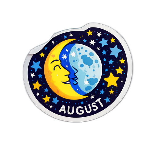 Autocollant de la lune avec la date marquée : 15 août 2025