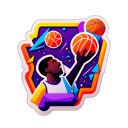 Δημιουργία τρισδιάστατου αυτοκόλλητου με γεωμετρικά σχήματα που απεικονίζει τη στρατηγική ενός παιχνιδιού μπάσκετ