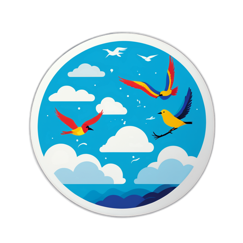 자유로운 날씨와 하늘의 새들