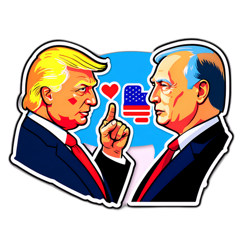 Яркий стикер с Путиным и Трампом, обсуждающими что-то важное, с фразой: "Согласны?"