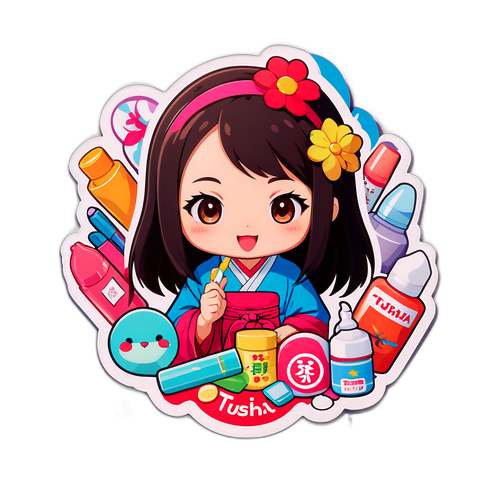 ツルハ製品を宣伝するキャラクターのステッカー