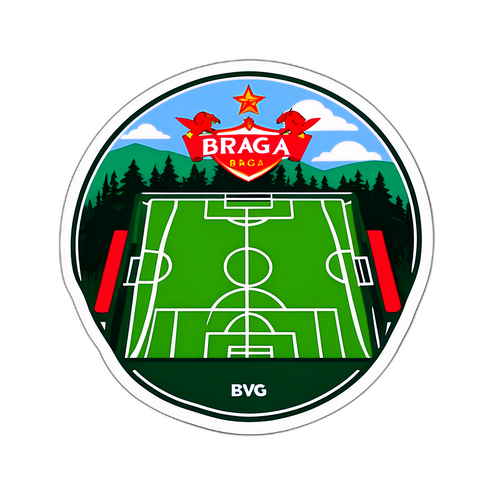 สติกเกอร์ที่มีแบรนด์บราอากับฟอเรสต์บนสนามฟุตบอล