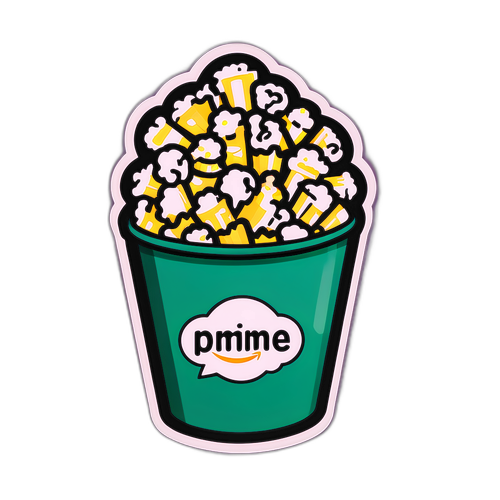 Adesivo Engraçado da Amazon Prime Video Assistindo a um Filme com Pipoca