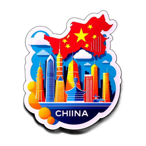 展现中国科技创新与未来城市的贴纸