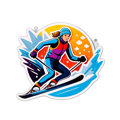 Мистецтво з контрастними кольорами, що відображає енергію зимових видів спорту