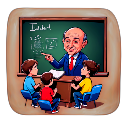 Caricatură a lui Tudorel Toader predând o lecție