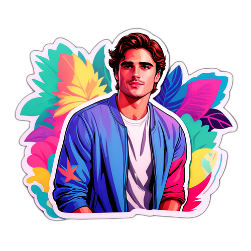 Sticker pastel cu Jacob Elordi în diverse poziții artistice
