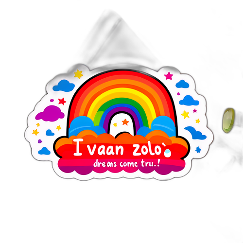 Наклейка с радужным дизайном и текстом 'Иван Золо - мечты сбываются'