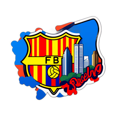 Barcelona Aufkleber mit Fußballtrikot und Skyline