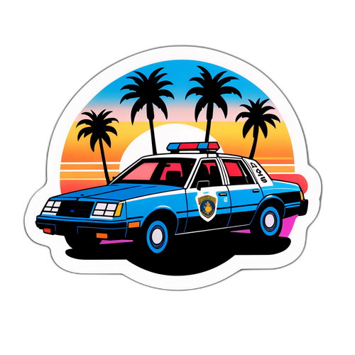 Vibrant klistremerke med Beverly Hills Cop politibil